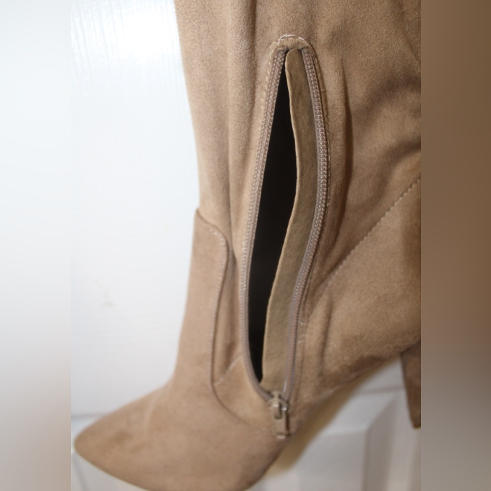 French Connection Size 11 Tan Faux Suede Over-the-Knee Boots w/4”Stiletto Heel - Picture 12 of 14